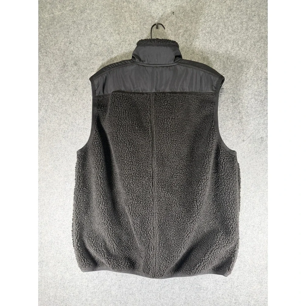 J.‎ Crew Authentic Fleece Vest Mens Size L Black Full Zip Sherpa Puffer Collar